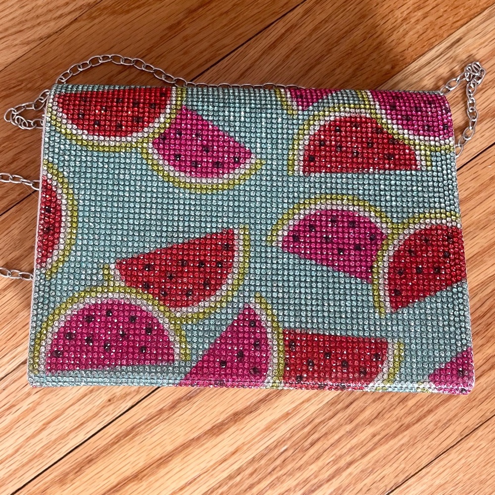 NWT Watermelon Print Crystal Clutch with Detachable Strap - Picture 3 of 10
